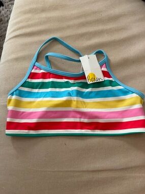 Boden Striped Swim Bralette in Blue, Pink, Yellow, Green, Red.  Top only